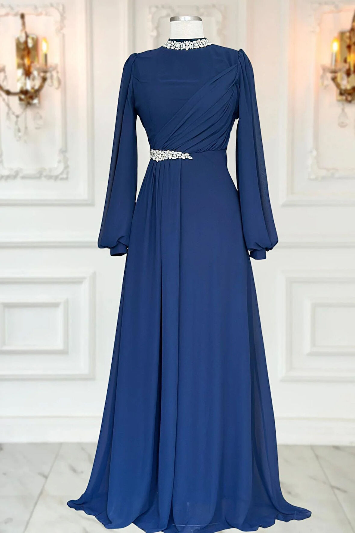 Amine Hüma Peri Abiye Elbise Lacivert