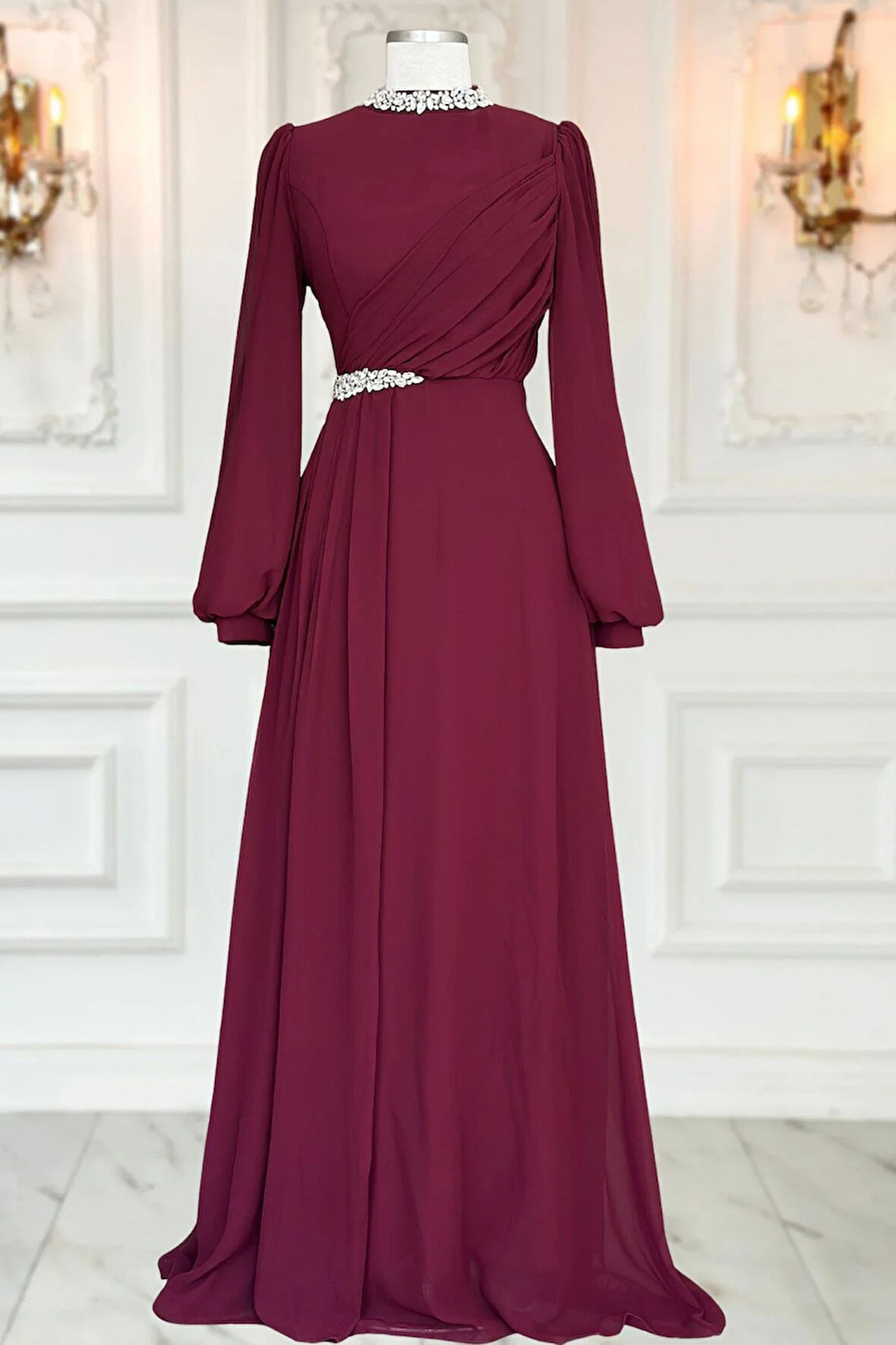 Amine Hüma Peri Abiye Elbise Bordo