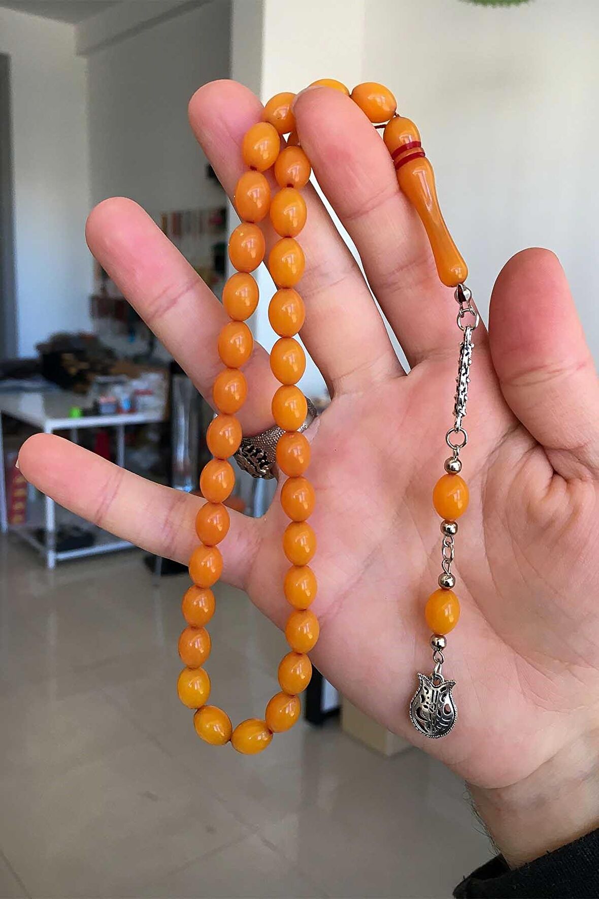 Güzel Çekimli Turuncu Renk Erkek İçin Tesbih