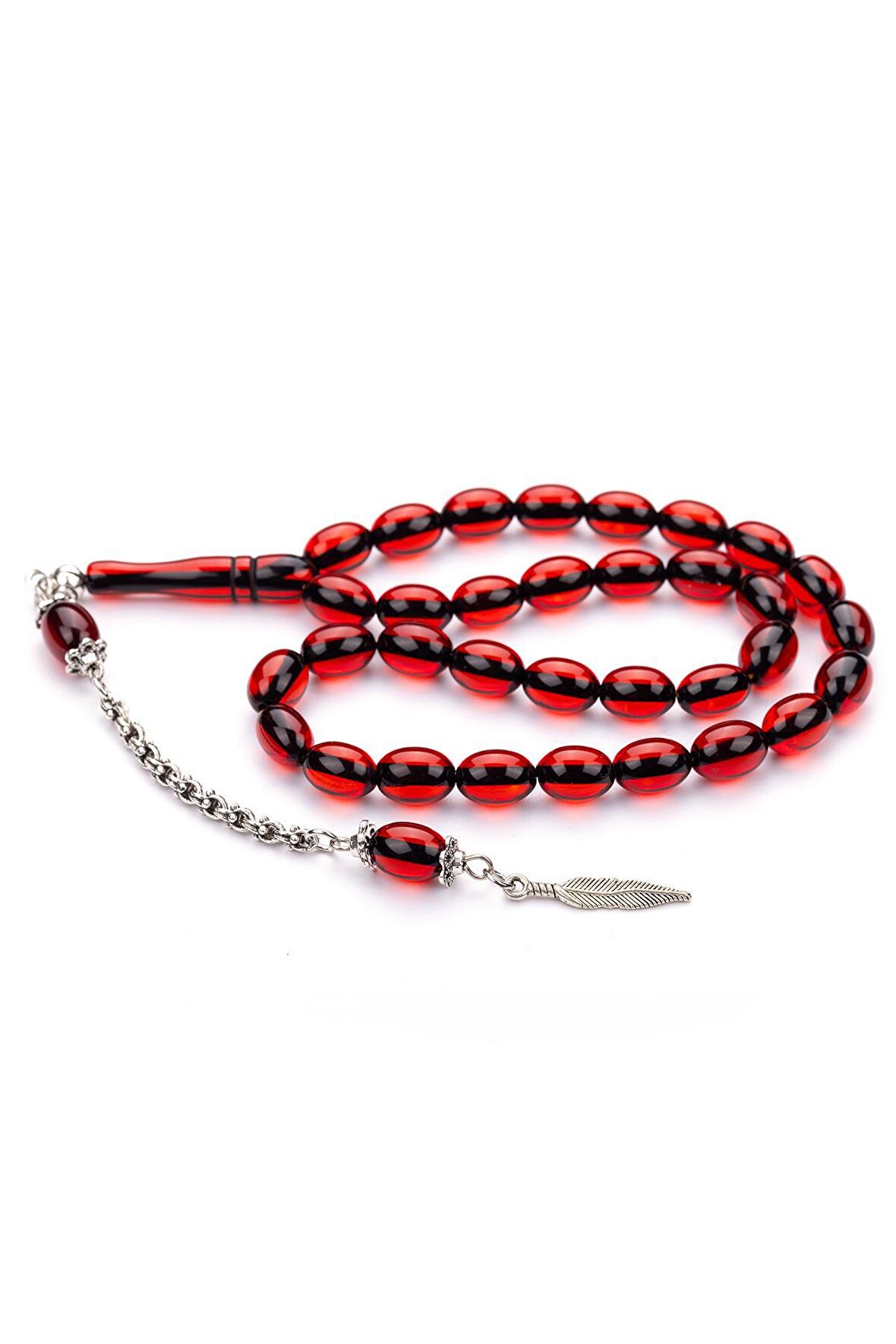 Güzel Çekimli Serimizden Kırmızı Renk Toz Kehribar Tesbih