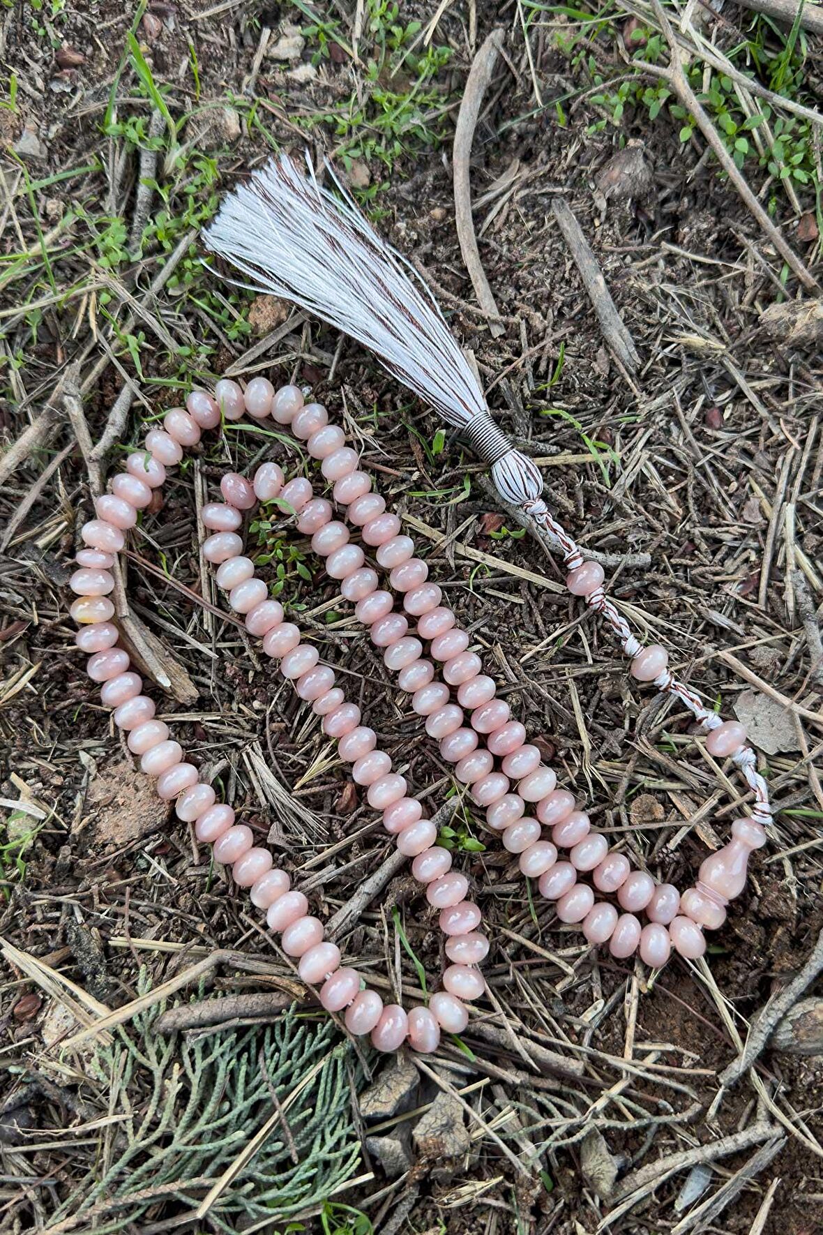 Açık Pembe Özel Tasarım 99'luk Sıkma Kehribar Tesbih