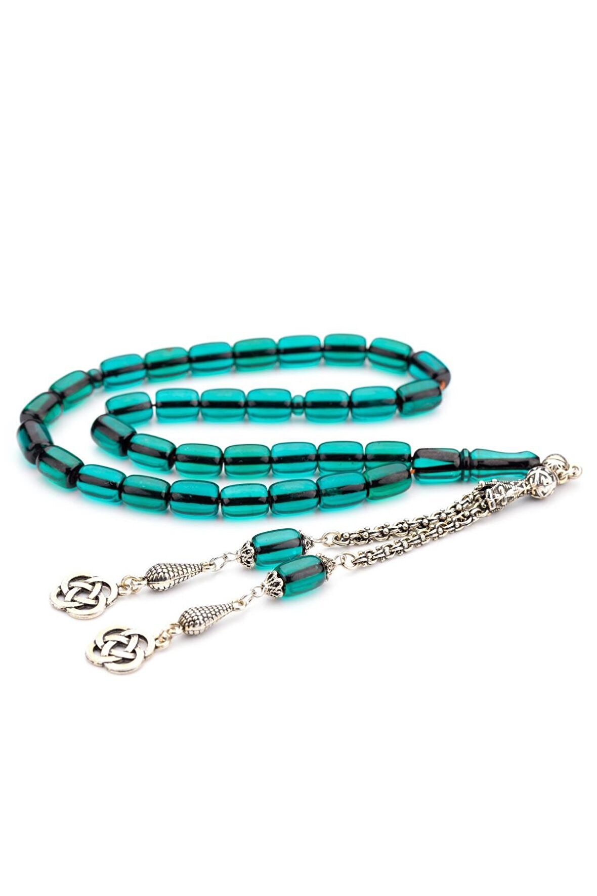 Su Yeşili Güzel Çekimli Ateş Kehribar Tesbih