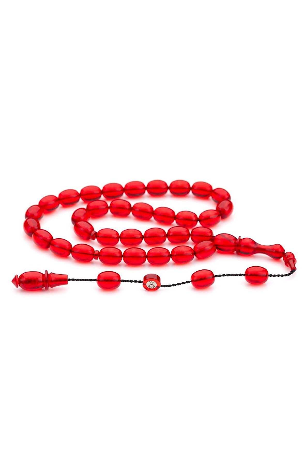 Kemal Kuş Ustadan Düz Kırmızı Ateş Kehribar Tesbih