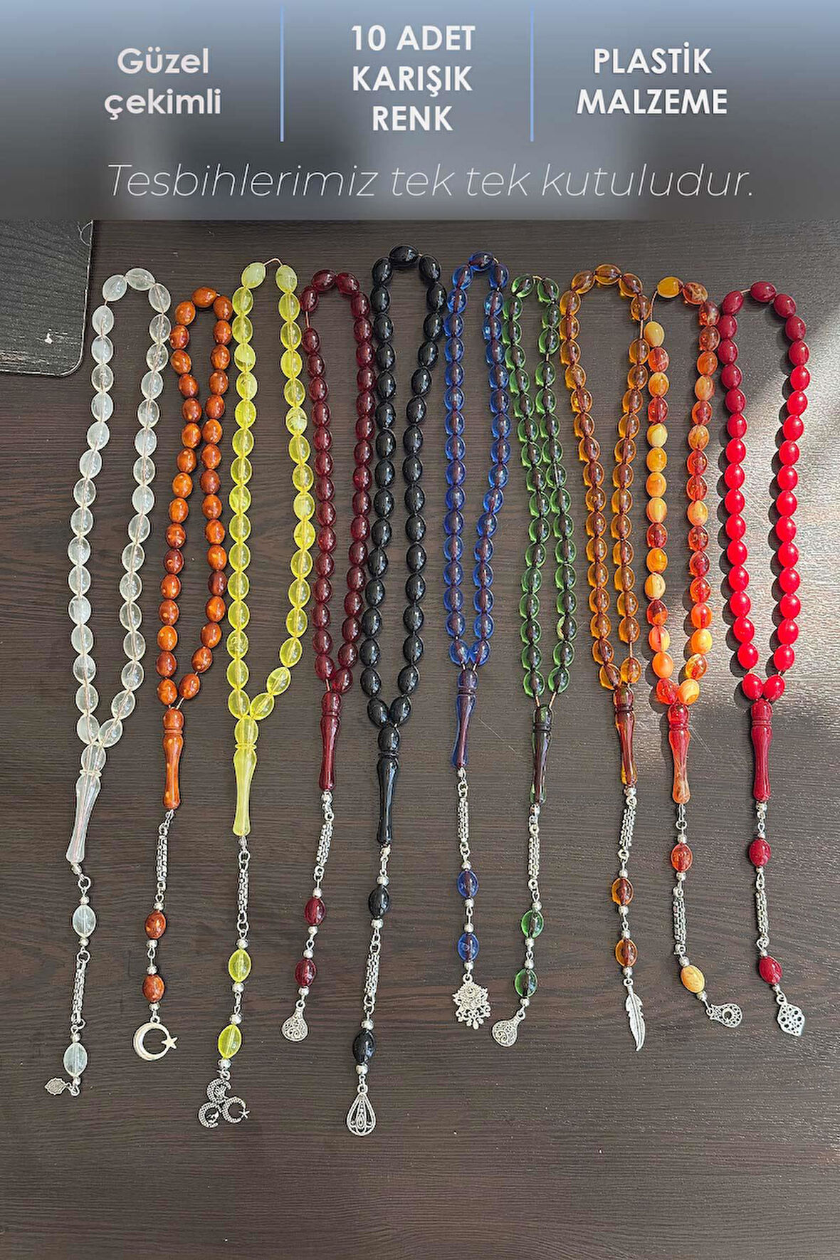 10 Adet Karışık Renk Günlük Kullanım İçin Tesbih