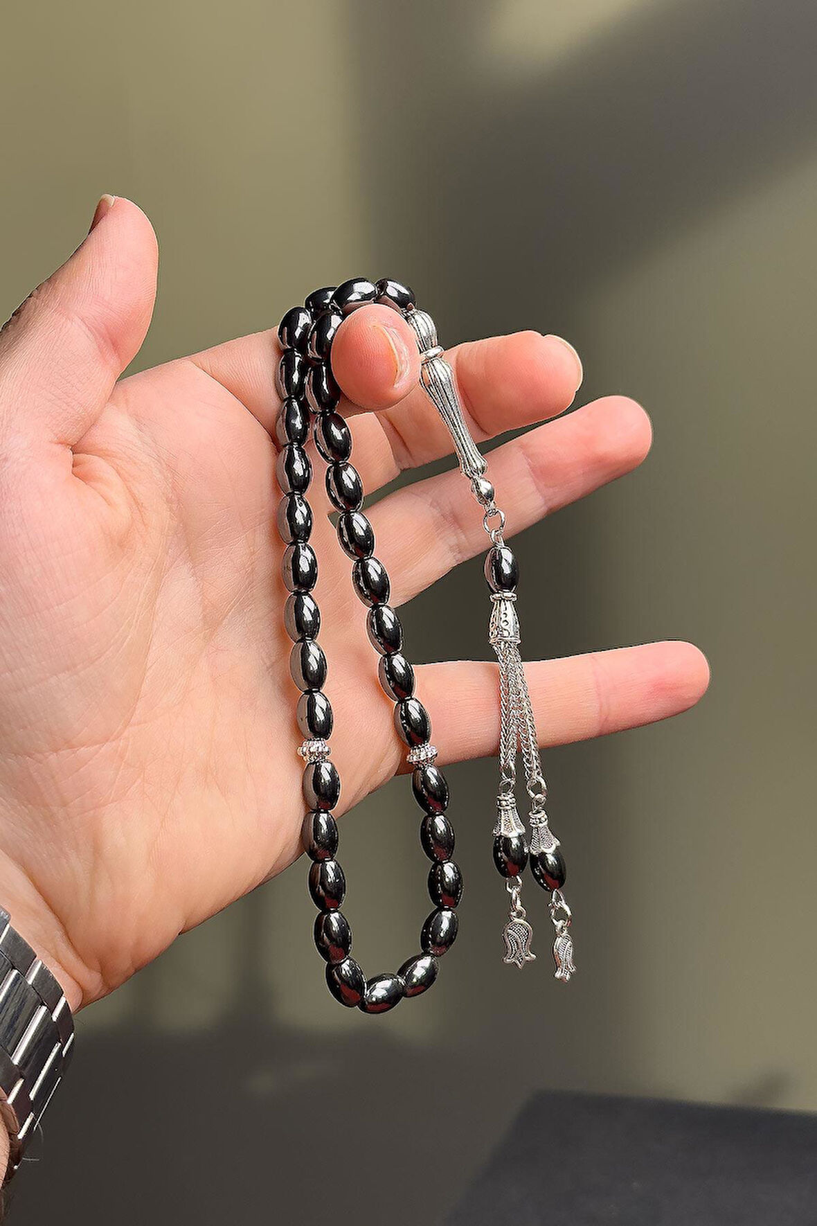 Arpa Tane Hematit Taşı Tesbih