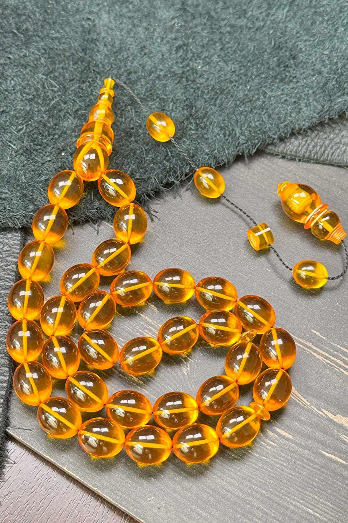 13*10 Özel Çalışma Faturan Sıkma Kehribar Tesbih