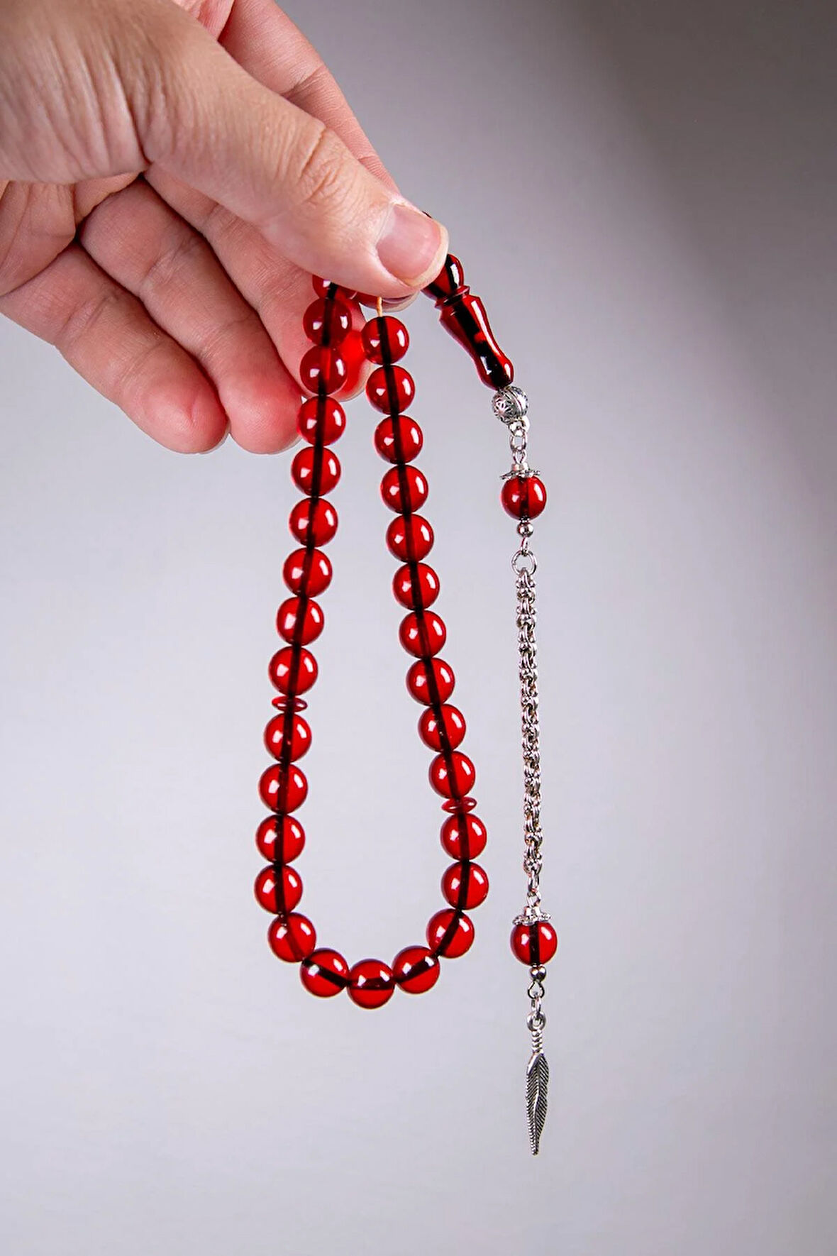 8 MM Küre Kırmızı Ateş Kehribar Tesbih