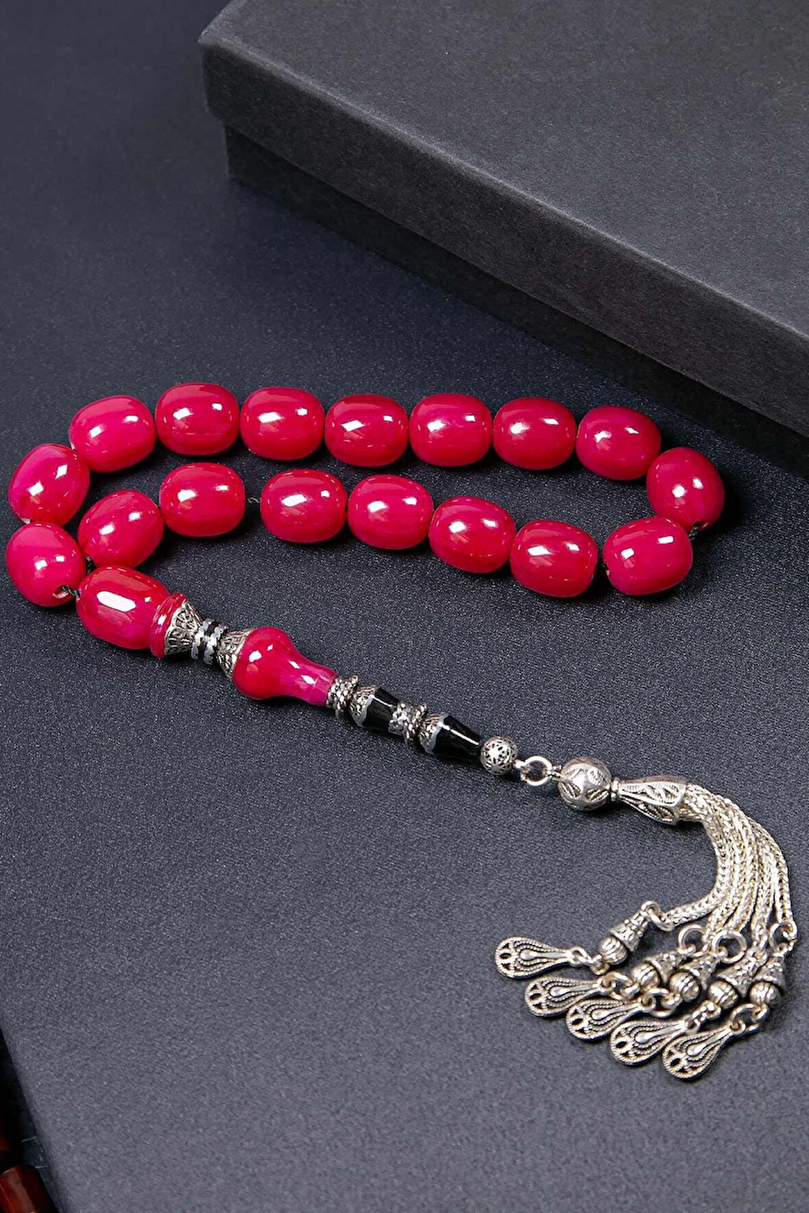 Nakkaş İmame İşçilikli 17'lik Sıkma Kehribar Tesbih