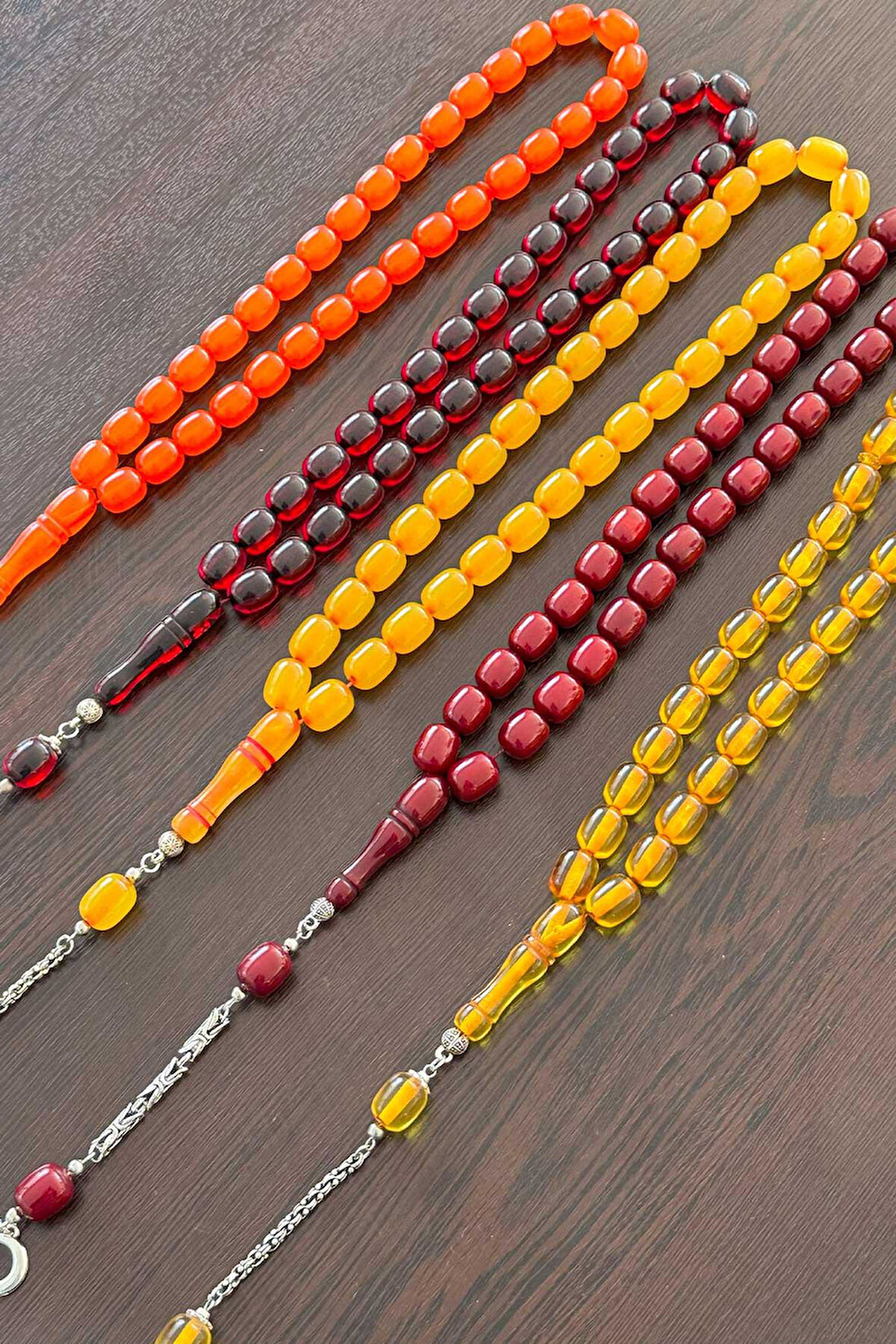 5'li Büyük Boy Epoksi Toz Kehribar Tesbih