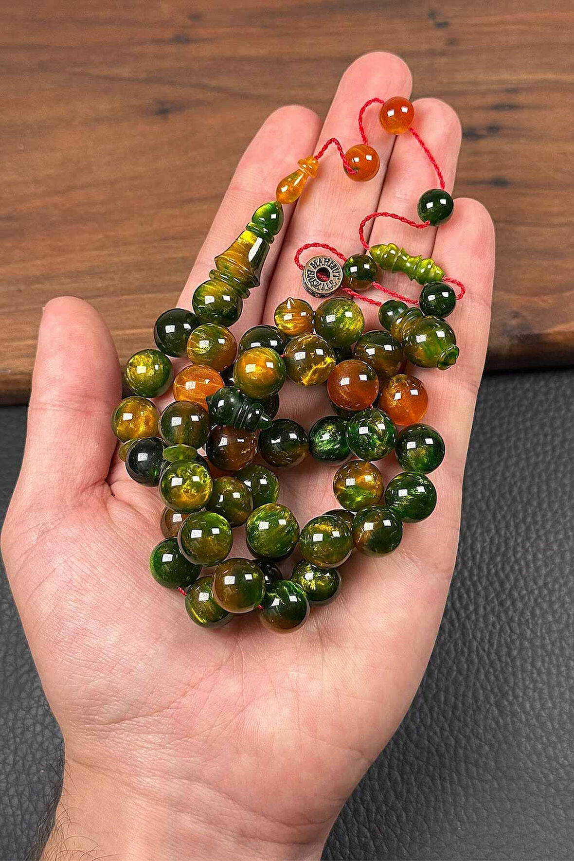 Dalgalı Yeşil Özel Seri 45 Taneli Bakalit Sıkma Tesbih