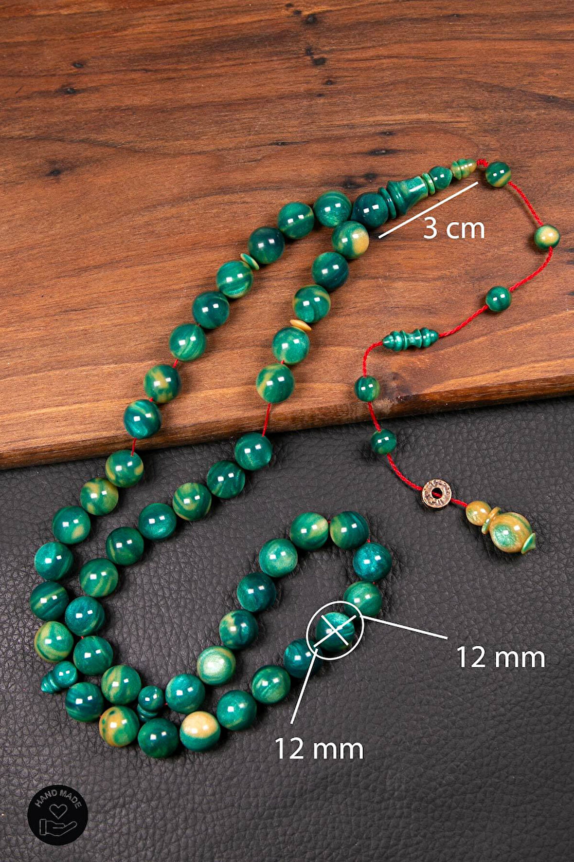 Dalgalı Yeşil Renk Özel Seri 45 Taneli Bakalit Sıkma Tesbih