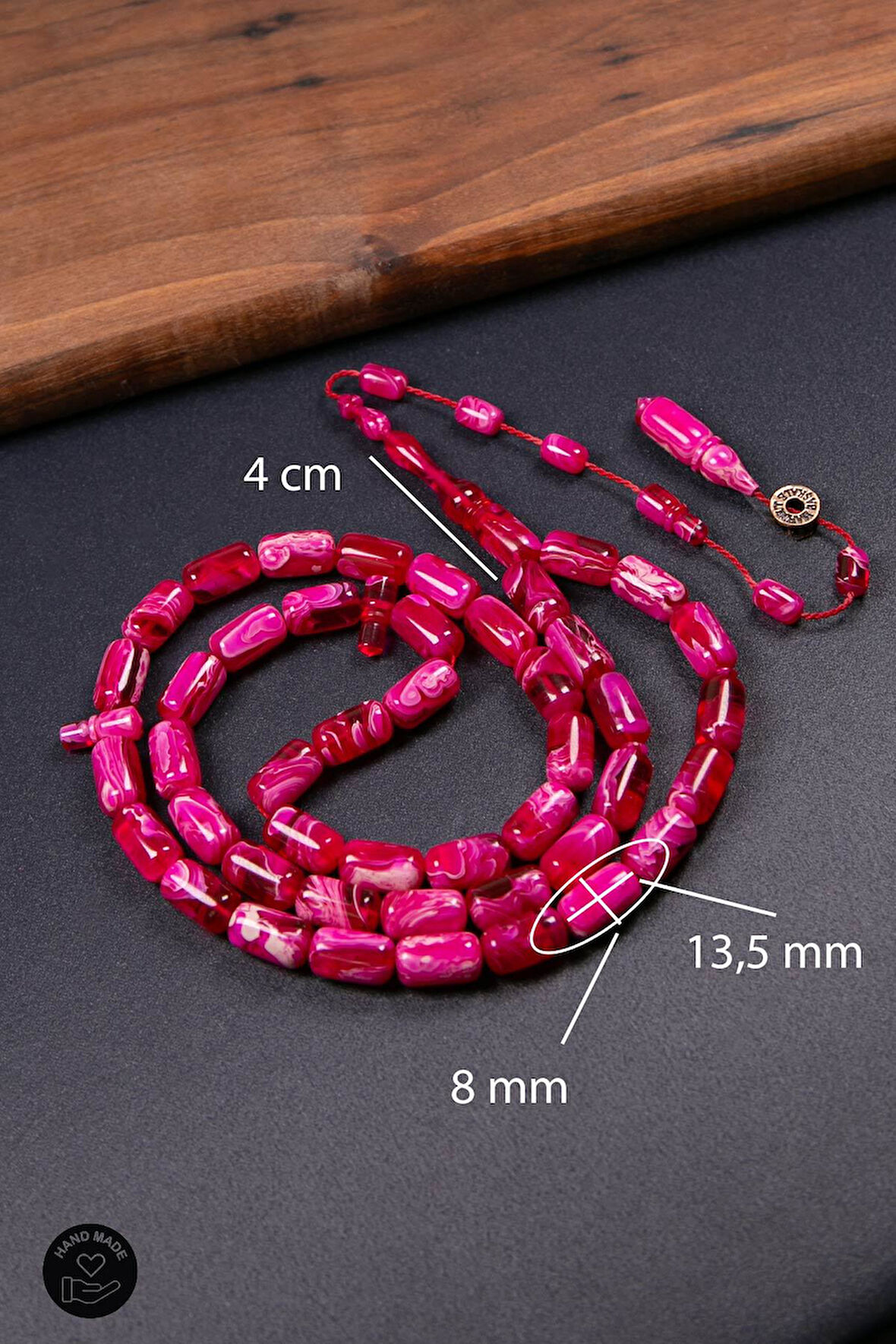 Ebruli Pembe Renk Özel Seri 45 Taneli Bakalit Sıkma Tesbih