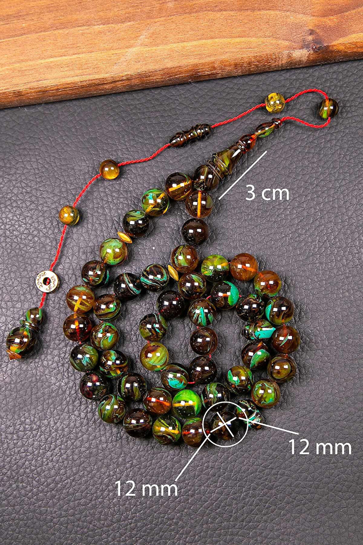 Alacalı Yeşil 45 Taneli Özel Seri Bakalit Sıkma Tesbih