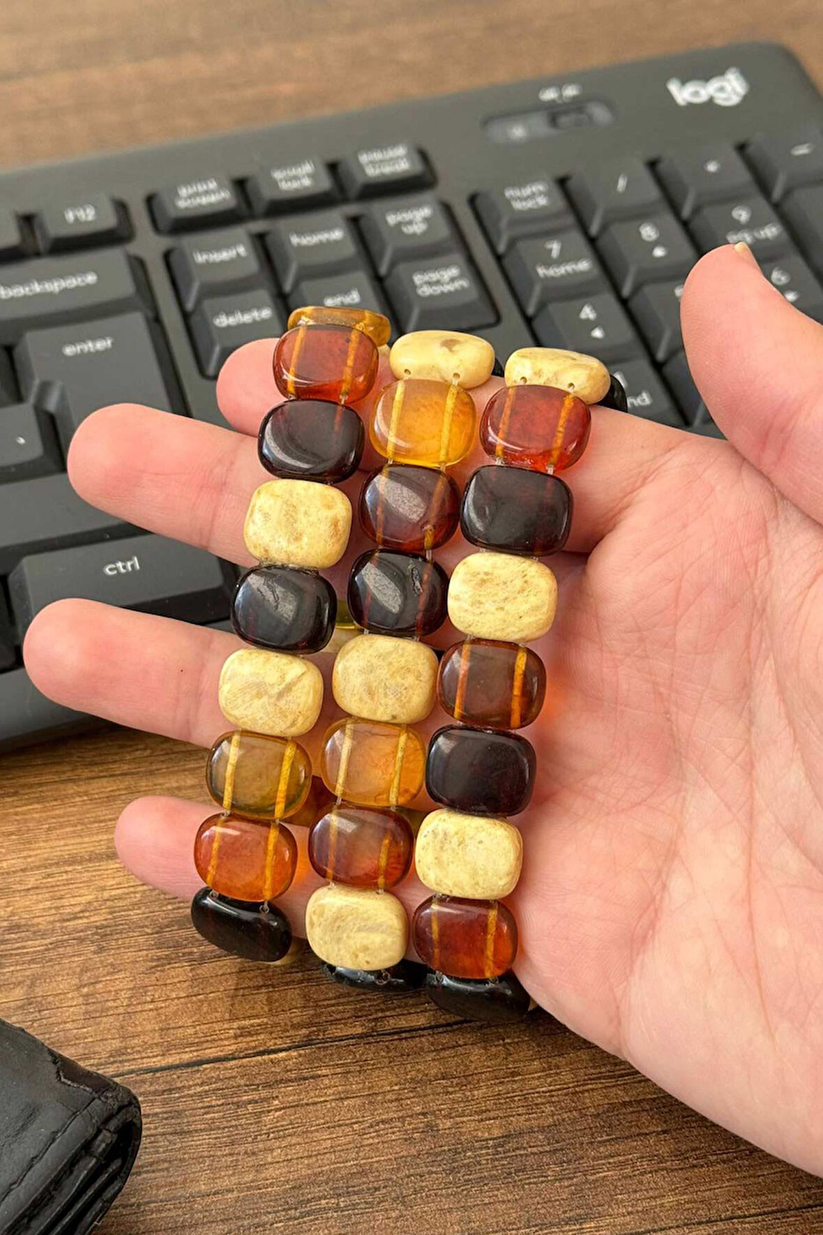 Bonibon Renk Gerçek Kehribar Bileklik