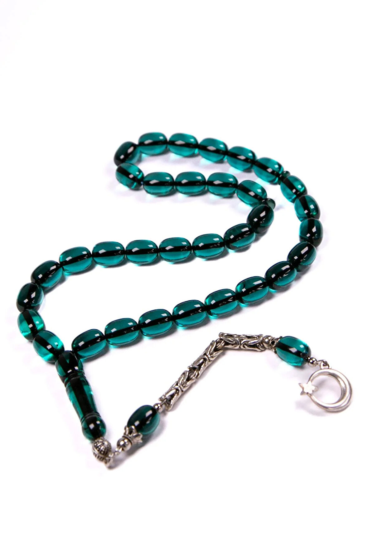 Kadifemsi Çekim Hissi Petrol Yeşili Ateş Kehribar Tesbih