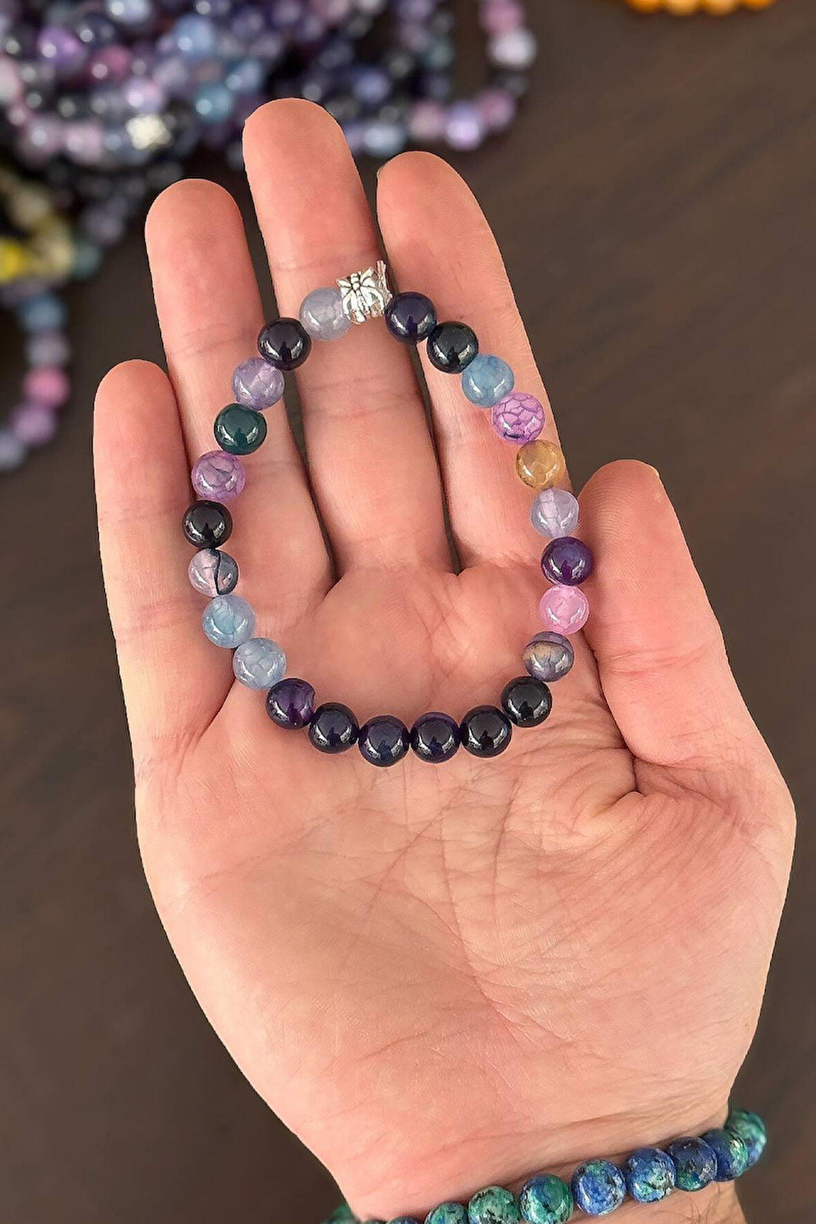 8 mm Mor Akik Taşı Bileklik