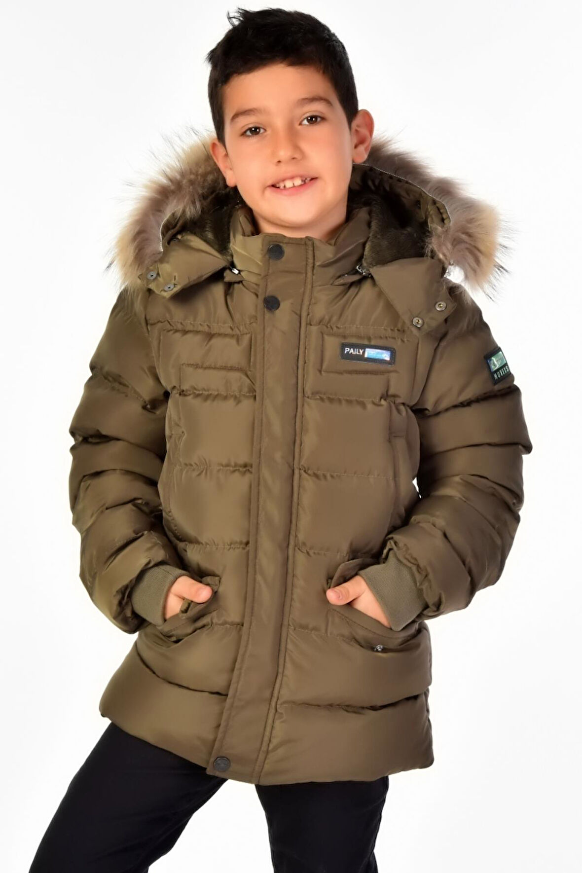 Natürel Kürklü Erkek Çocuk Şişme Mont 51246