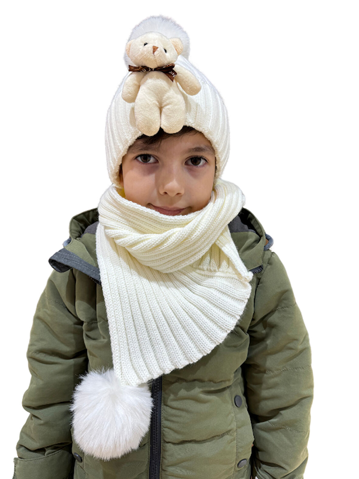 Benittokids Çocuk Ayıcıklı Atkı Bere Takımı 7019