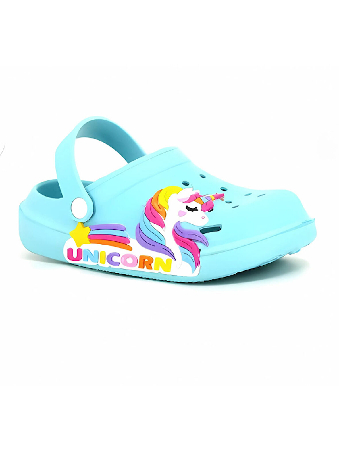 Calx Kız Çocuk Unicorn Figürlü Kaydırmaz Rahat Tabanlı Havuz - Plaj - Tatil - Bahçe Cross Terlik Sandalet