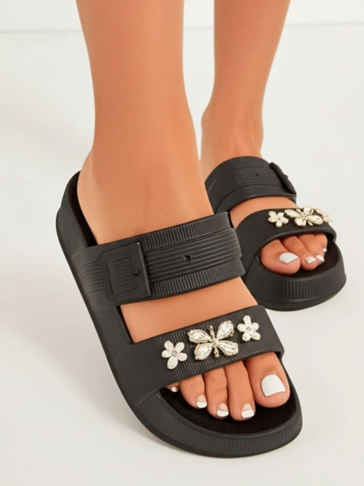 Enova Kadın Islak Zemine Uygun Taşlı Eva Terlik