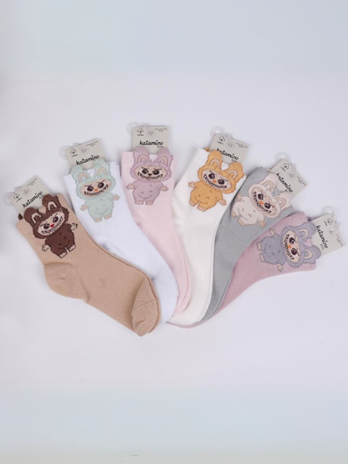 Katamino Çocuk 3D Desenli Renkli Çorap 6'lı Set 