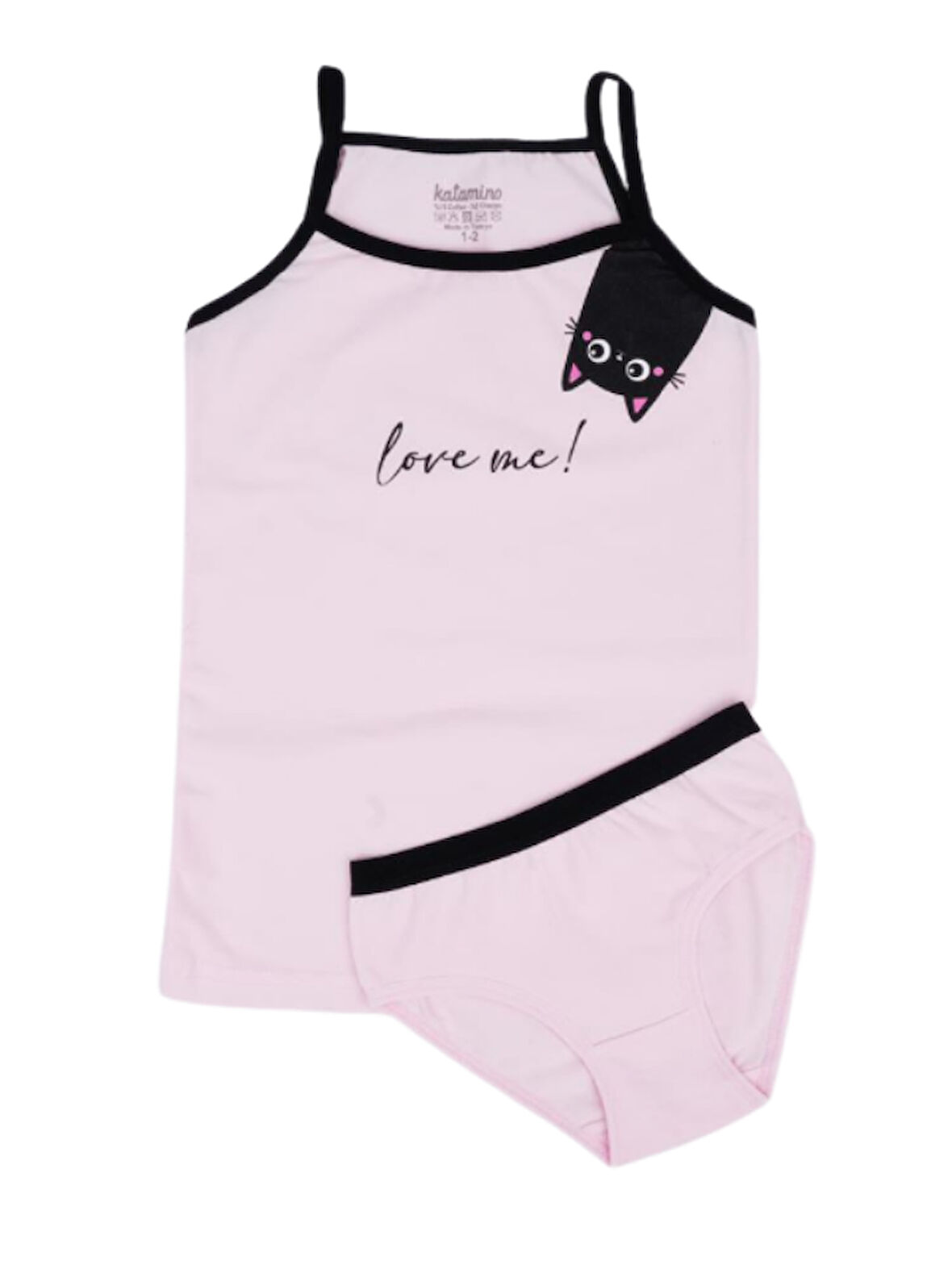 Katamino Kız Çocuk Kedi Baskılı Atlet ve Slip İkili Takım