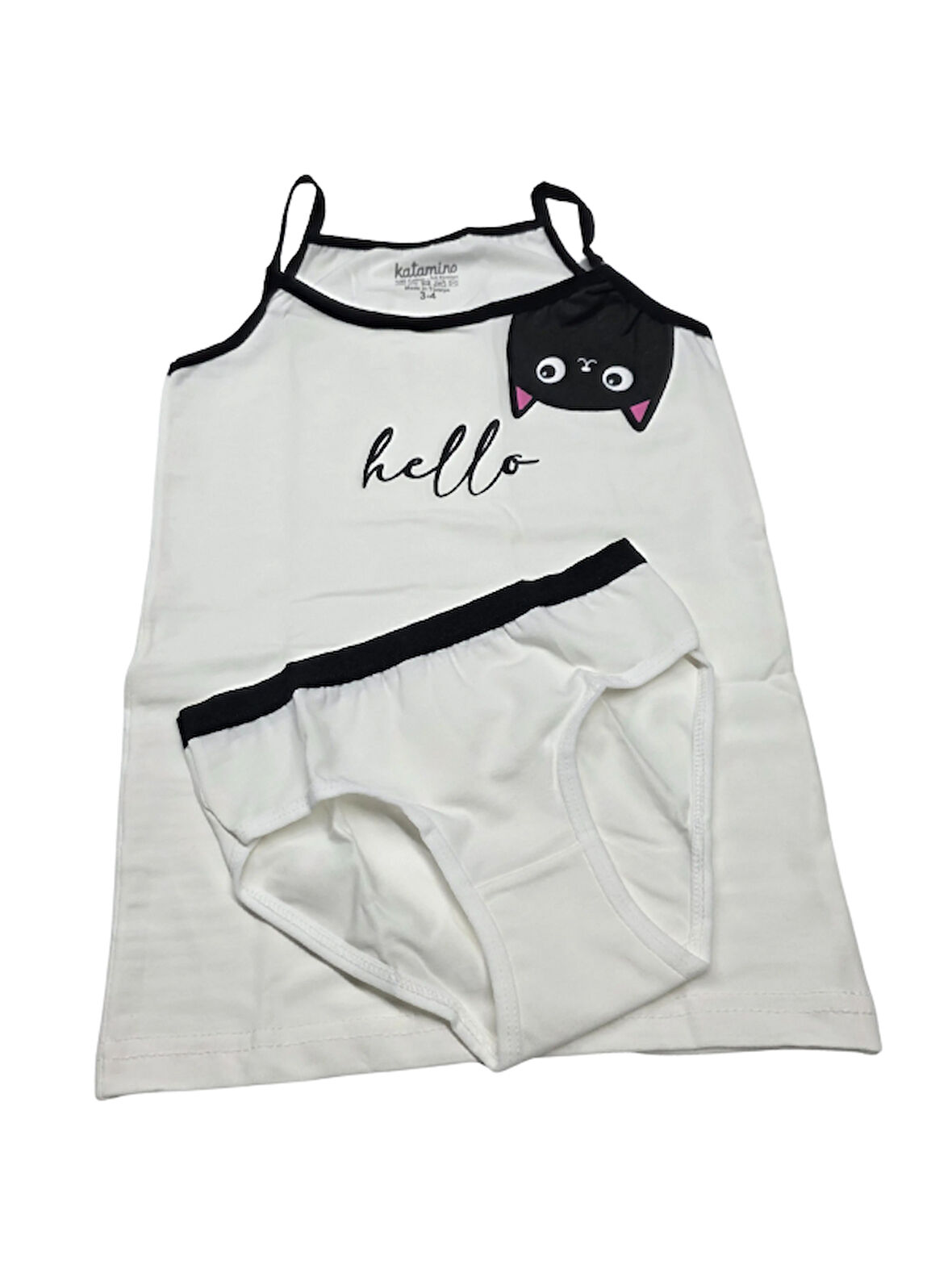 Katamino Kız Çocuk Kedi Baskılı Atlet ve Slip İkili Takım