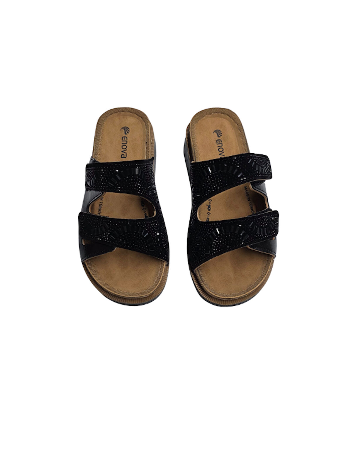 Enova Anatomik Taşlı Çift Bant Cırtlı Kadın Terlik