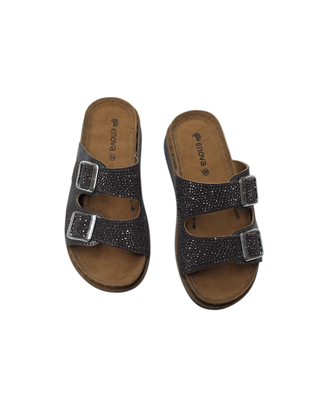 Enova Anatomik Taşlı Çift Bant Cırtlı Kadın Terlik
