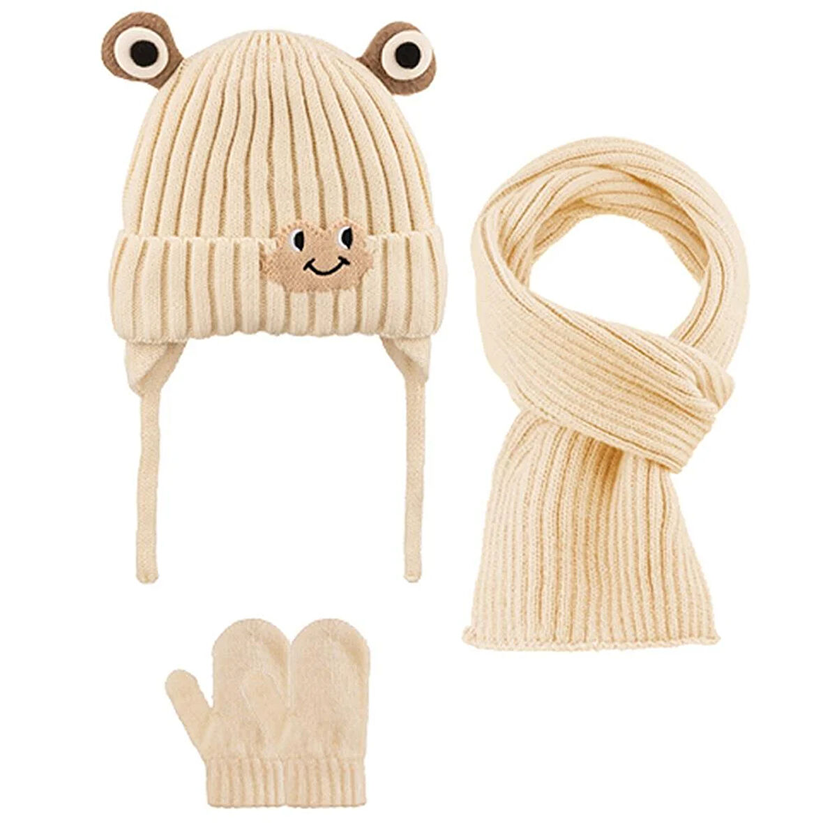 Kitti 0-18 Ay Erkek Bebek Atkı Bere Eldiven 3'lü Takım