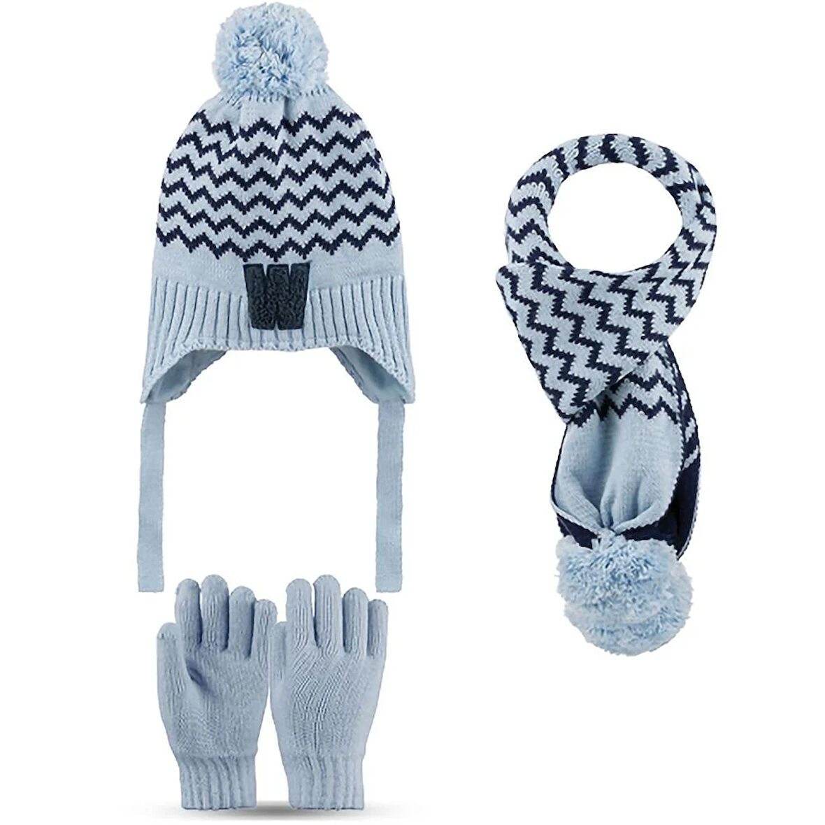 Kitti 4-8 Yaş Erkek Çocuk Atkı Bere Eldiven 3'lü Takım