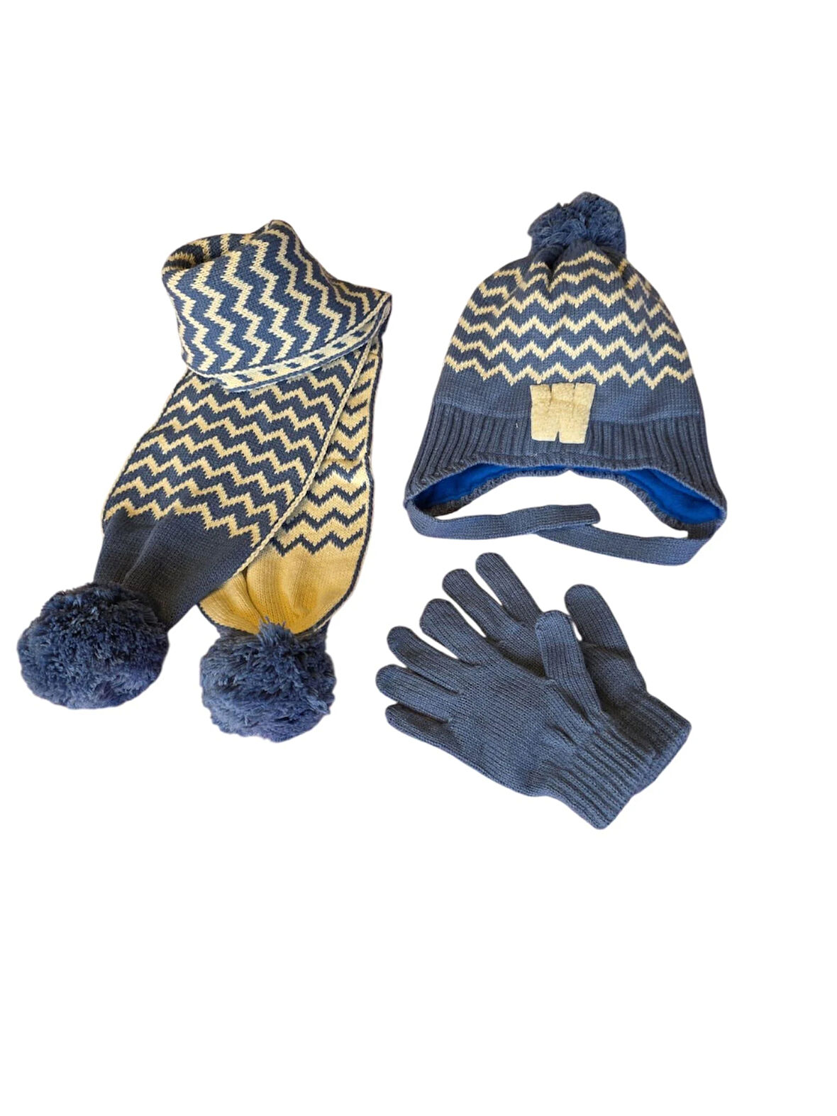 Kitti 4-8 Yaş Erkek Çocuk Atkı Bere Eldiven 3'lü Takım