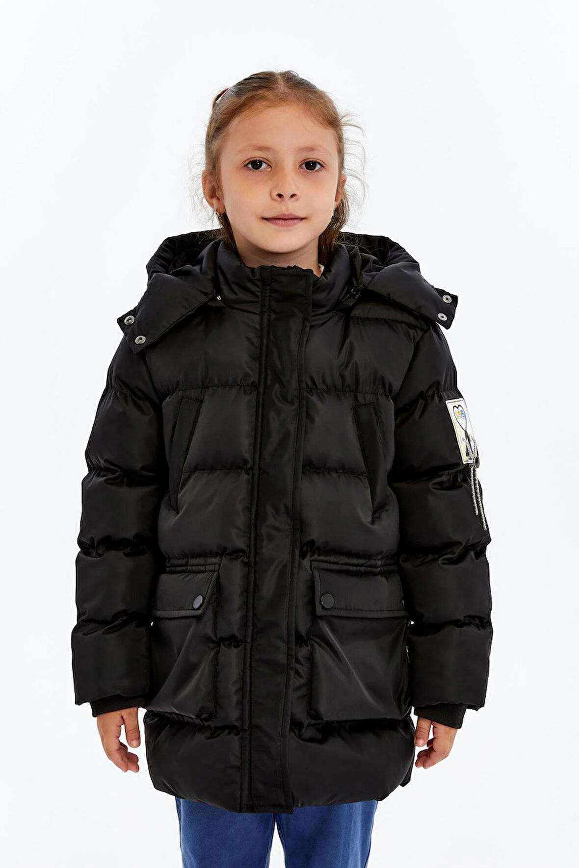 Kız Çocuk Kalın Kışlık Kapüşonlu Kaban 51349