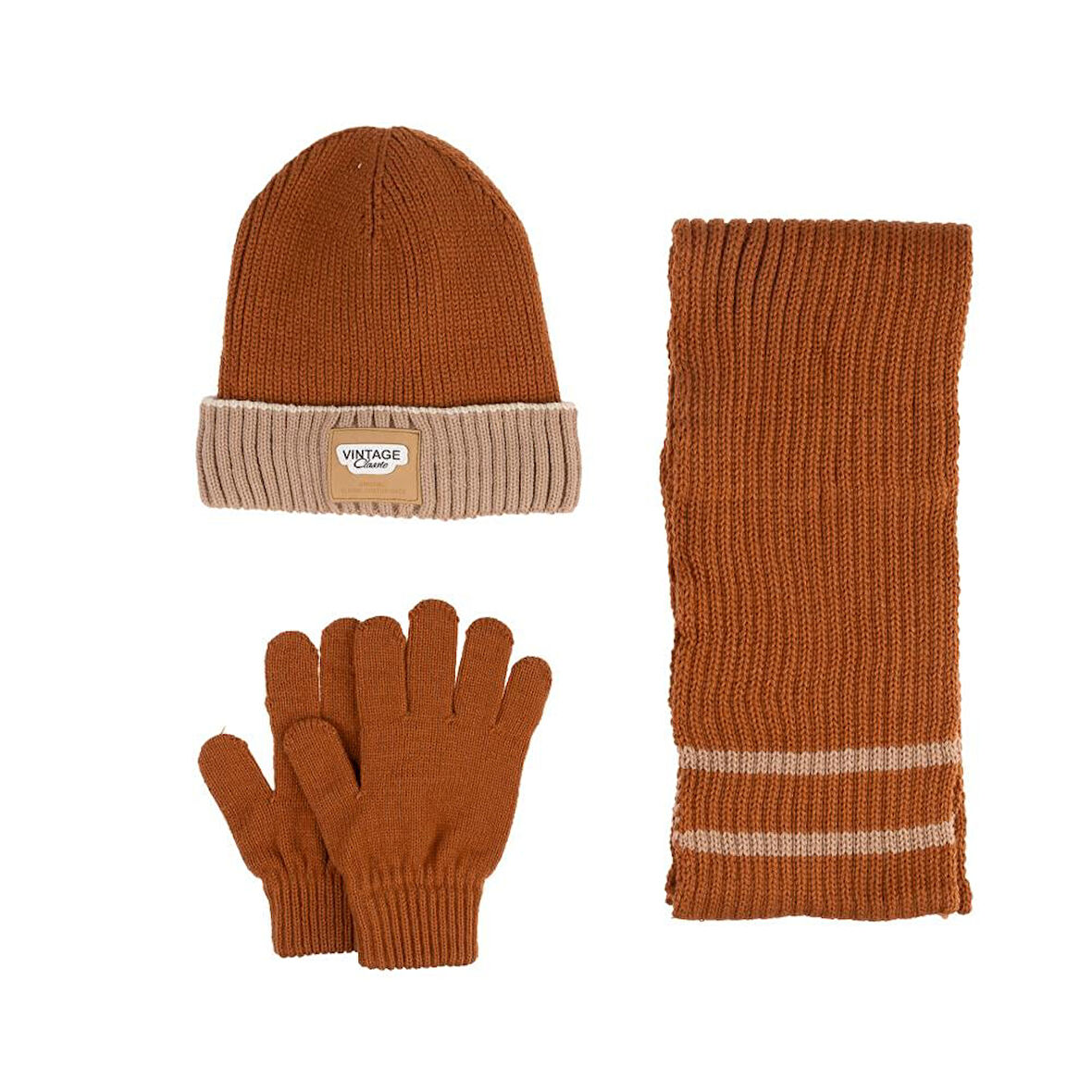 Kitti 9-15 Yaş Erkek Çocuk Atkı Bere Eldiven 3'lü Takım