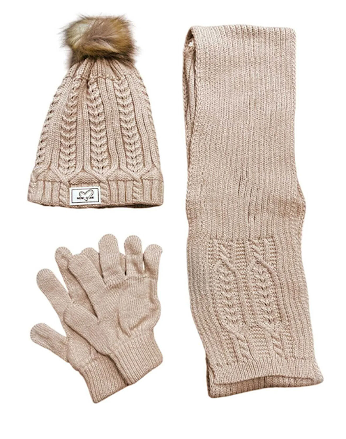 Kitti Kız Çocuk Atkı Bere Eldiven 3'lü Takım