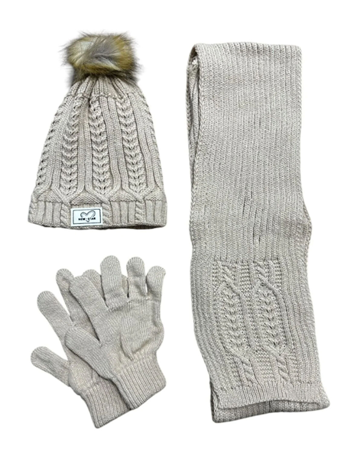 Kitti Kız Çocuk Atkı Bere Eldiven 3'lü Takım