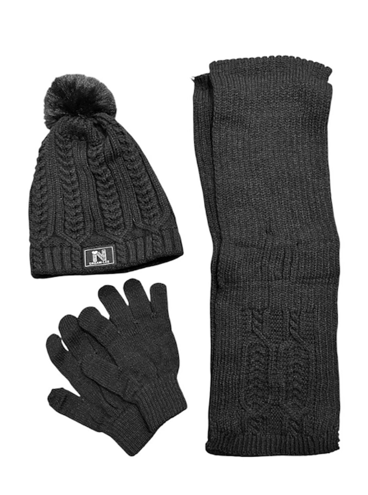 Kitti Kız Çocuk Atkı Bere Eldiven 3'lü Takım