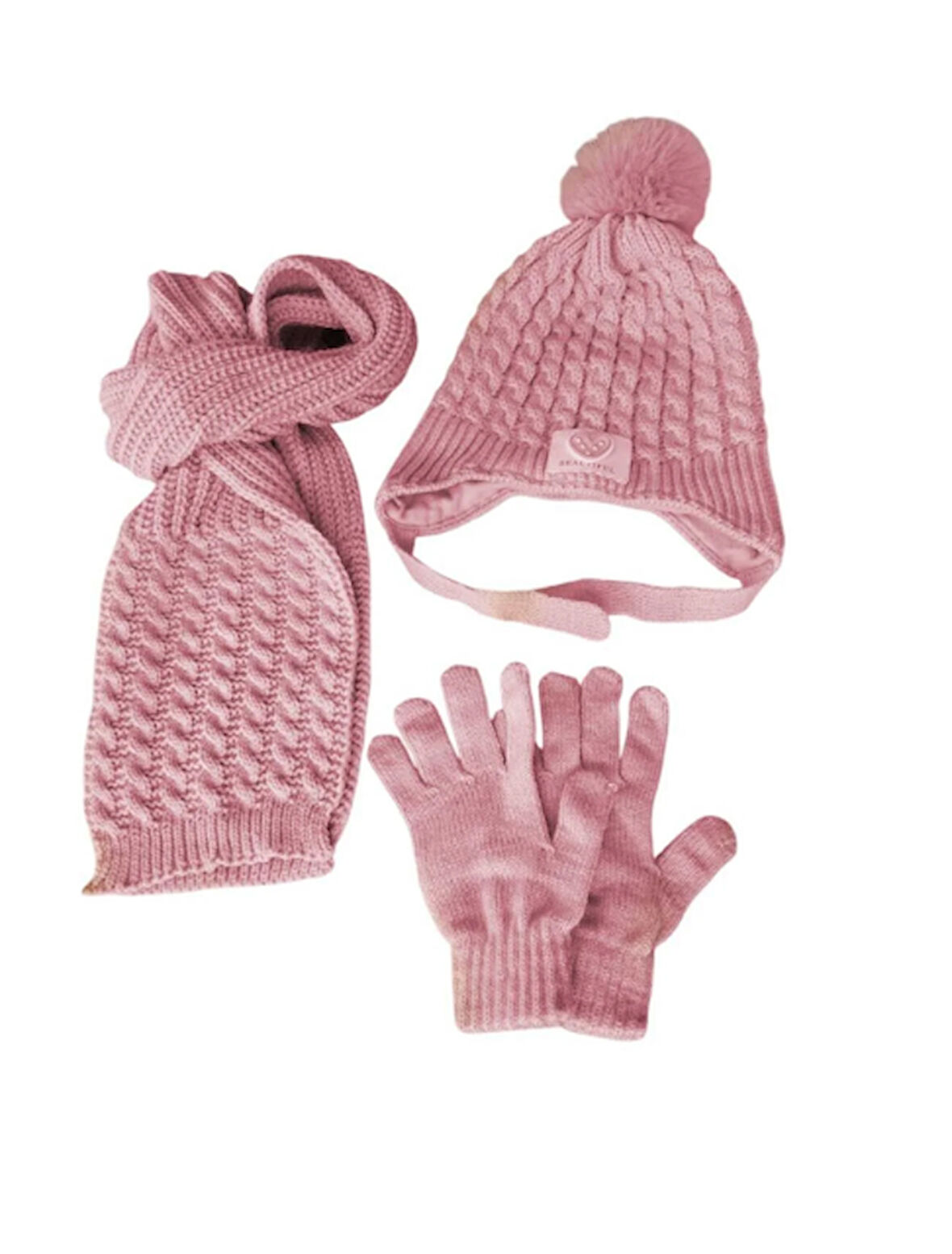 Kitti 4-8 Yaş Kız Çocuk Atkı Bere Eldiven 3'lü Takım