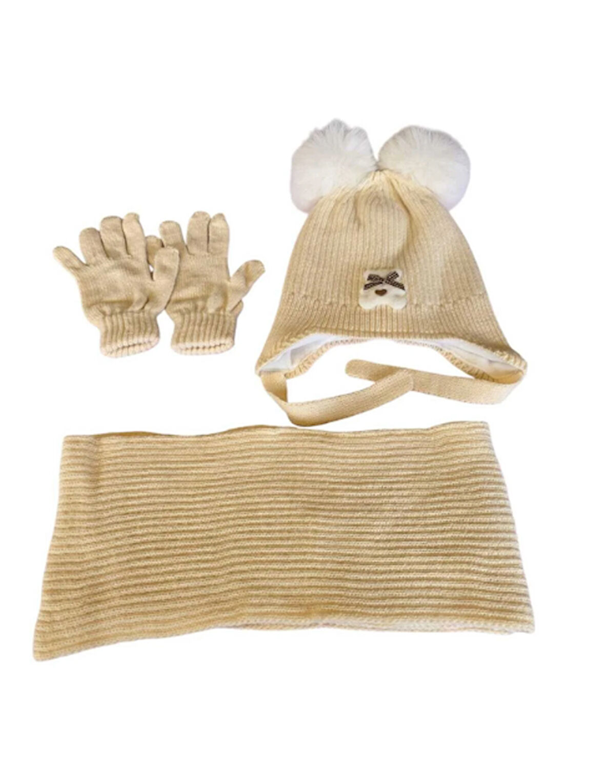 Kitti 4-8 Yaş Kız Çocuk Atkı Bere Eldiven 3'lü Takım