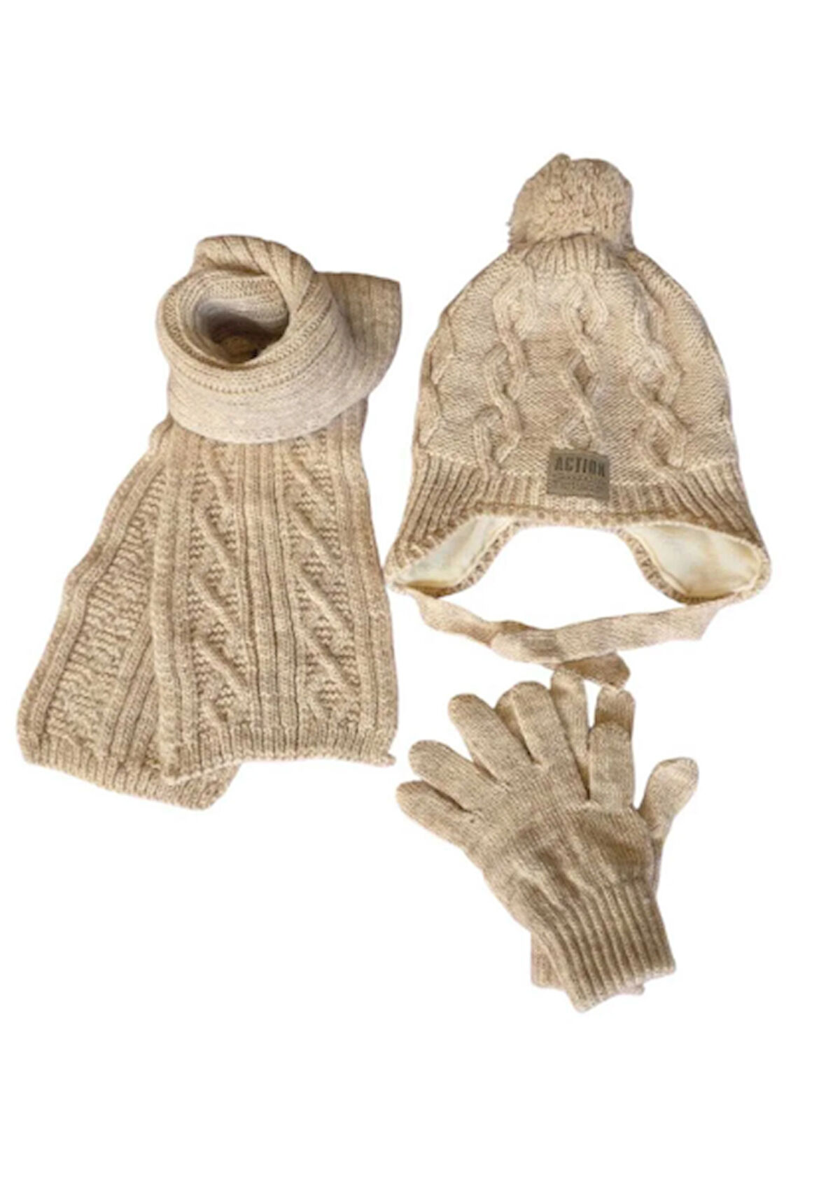 Kitti 4-8 Yaş Erkek Çocuk Atkı Bere Eldiven 3'lü Takım