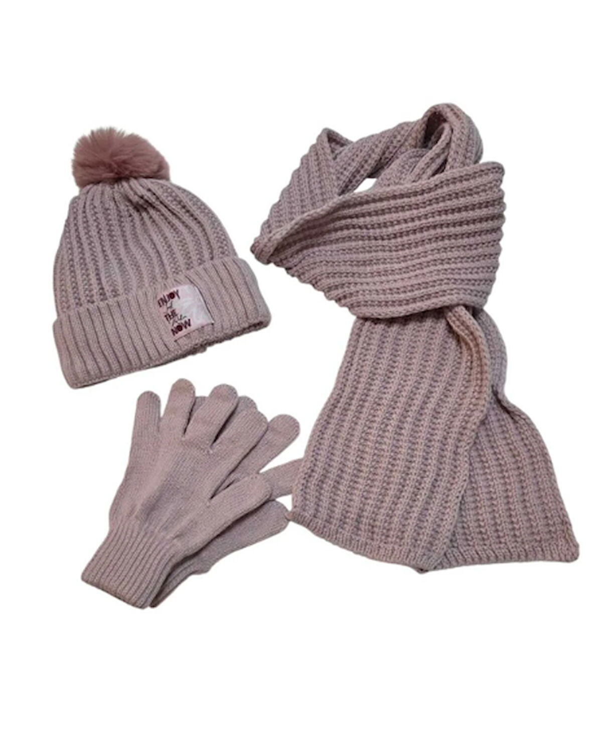 Kitti 9-15 Yaş Kız Çocuk Atkı Bere Eldiven 3'lü Takım