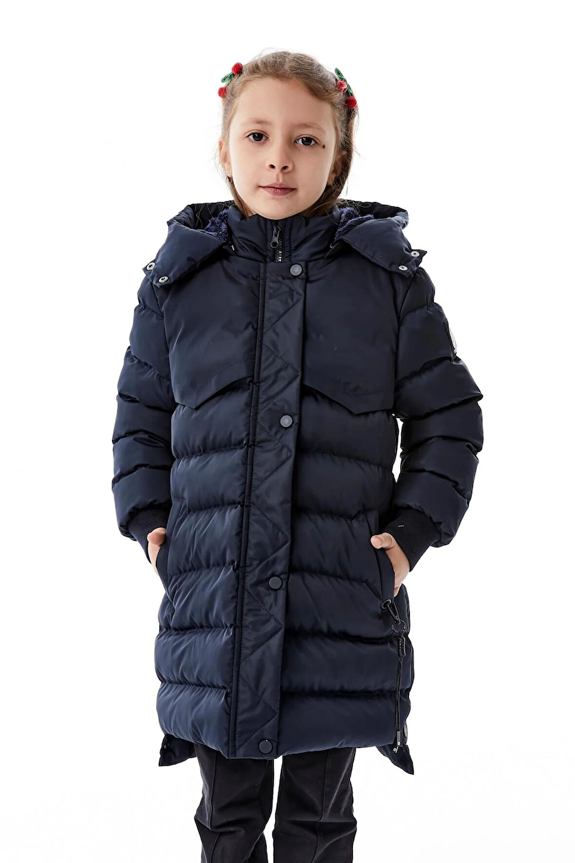 Kız Çocuk Kapüşonlu Kışlık Şişme Mont 51356