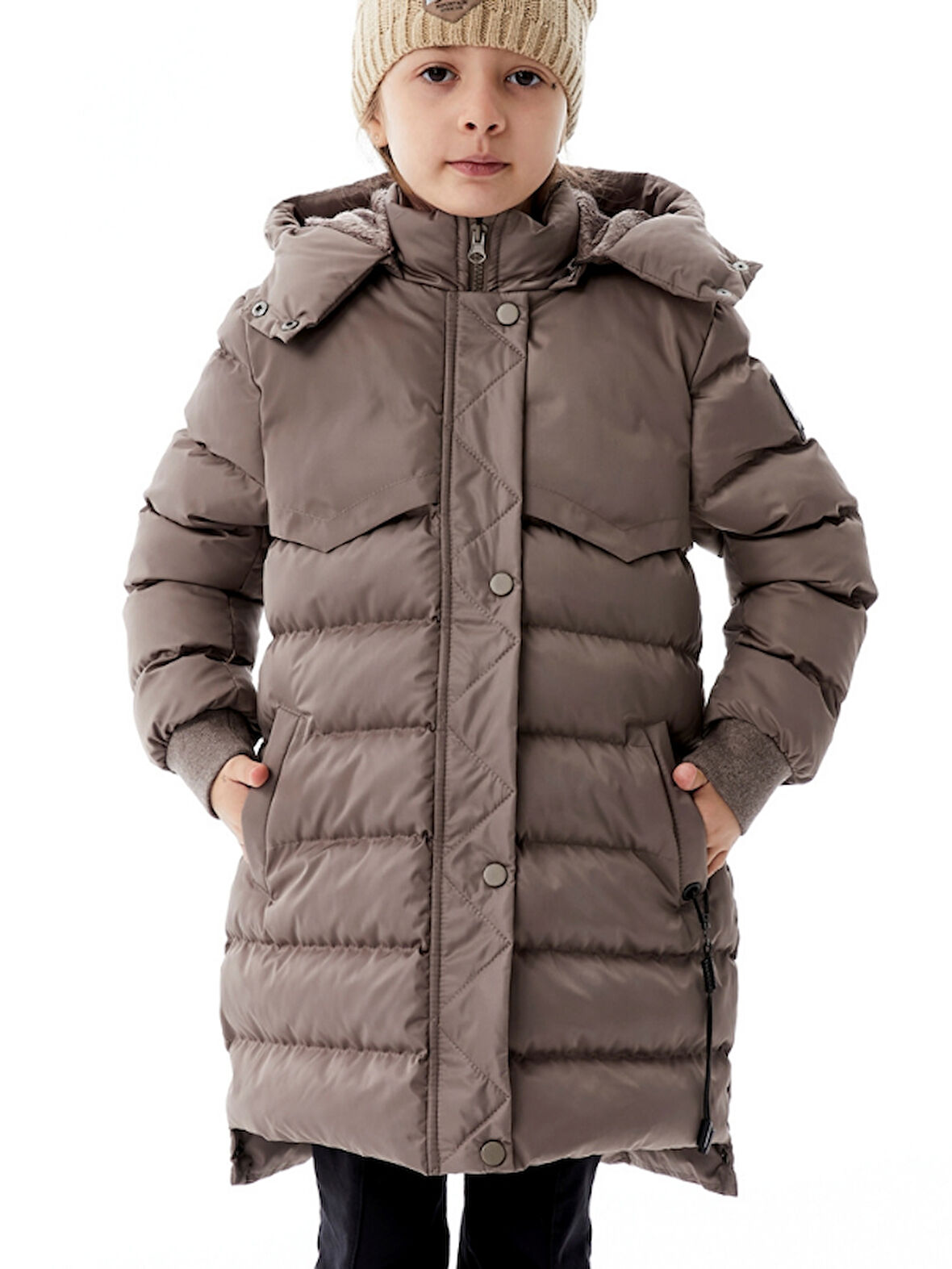 Kız Çocuk Kapüşonlu Kışlık Şişme Mont 51356