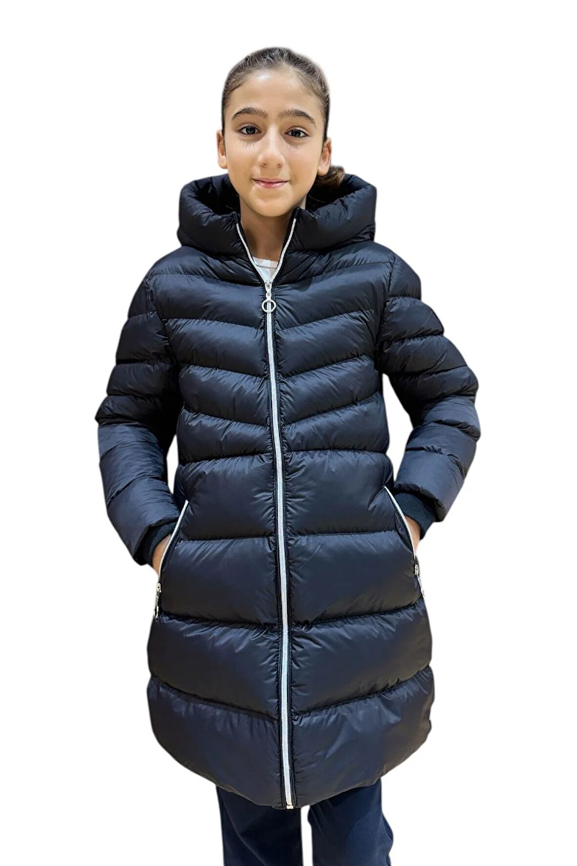 Kız Çocuk Kapüşonlu Kışlık Şişme Mont 51338