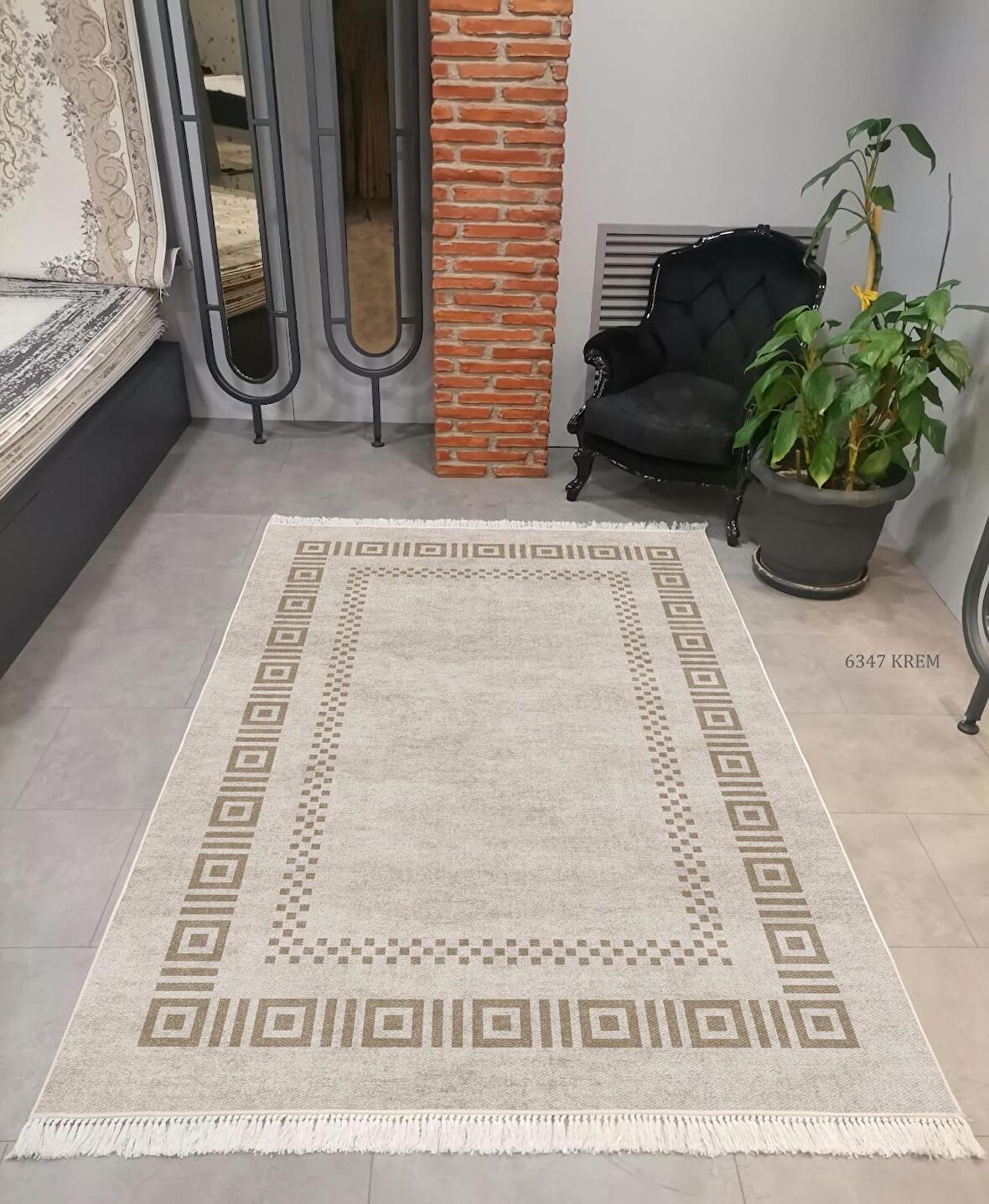 Hitit Kesme Yolluk Halısı 100x250 Lidya Lüx 6347 Krem