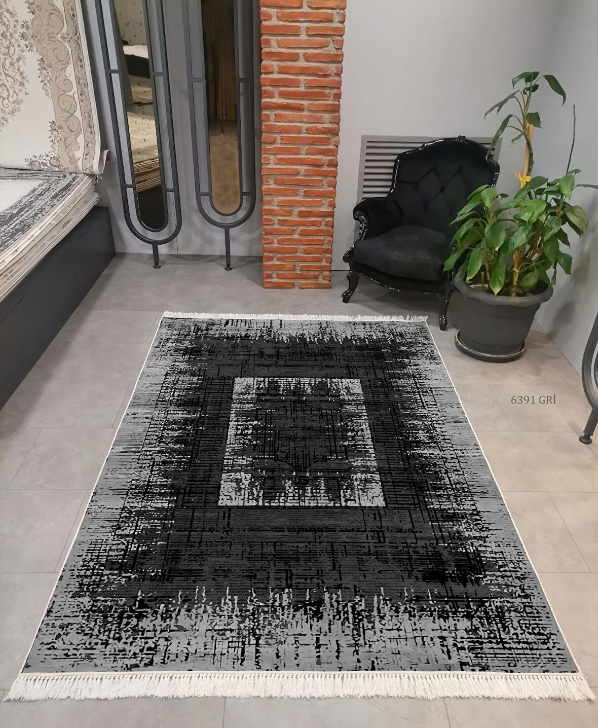 Hitit Kesme Yolluk Halısı 100x600 Lidya Lüx 6391 Siyah