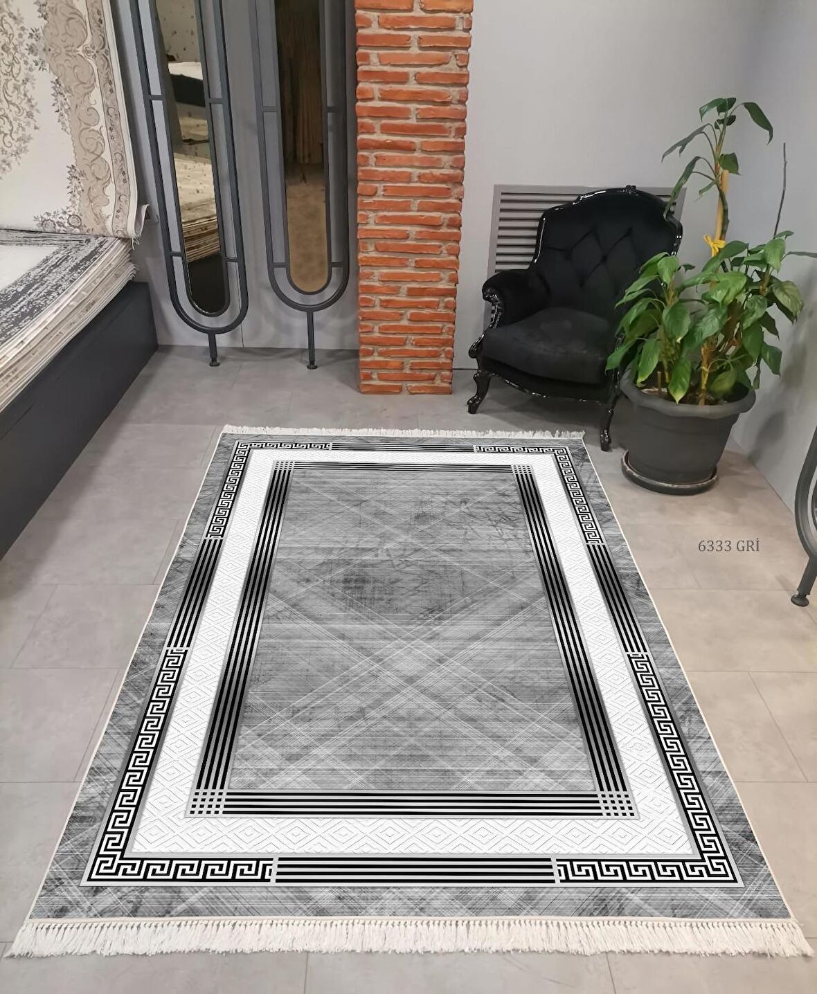 Hitit Kesme Salon Halısı 200x400 Lidya Lüx 6333 Gri