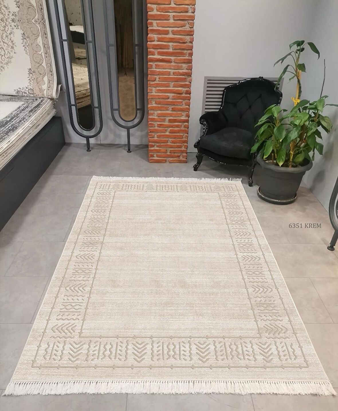 Hitit Kesme Yolluk Halısı 80x200 Lidya Lüx 6351 Krem