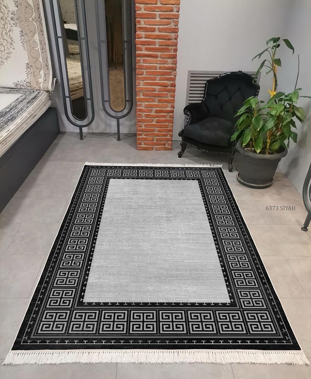 Hitit Kesme Oda Halısı 160x300 Lidya Lüx 6373 Siyah