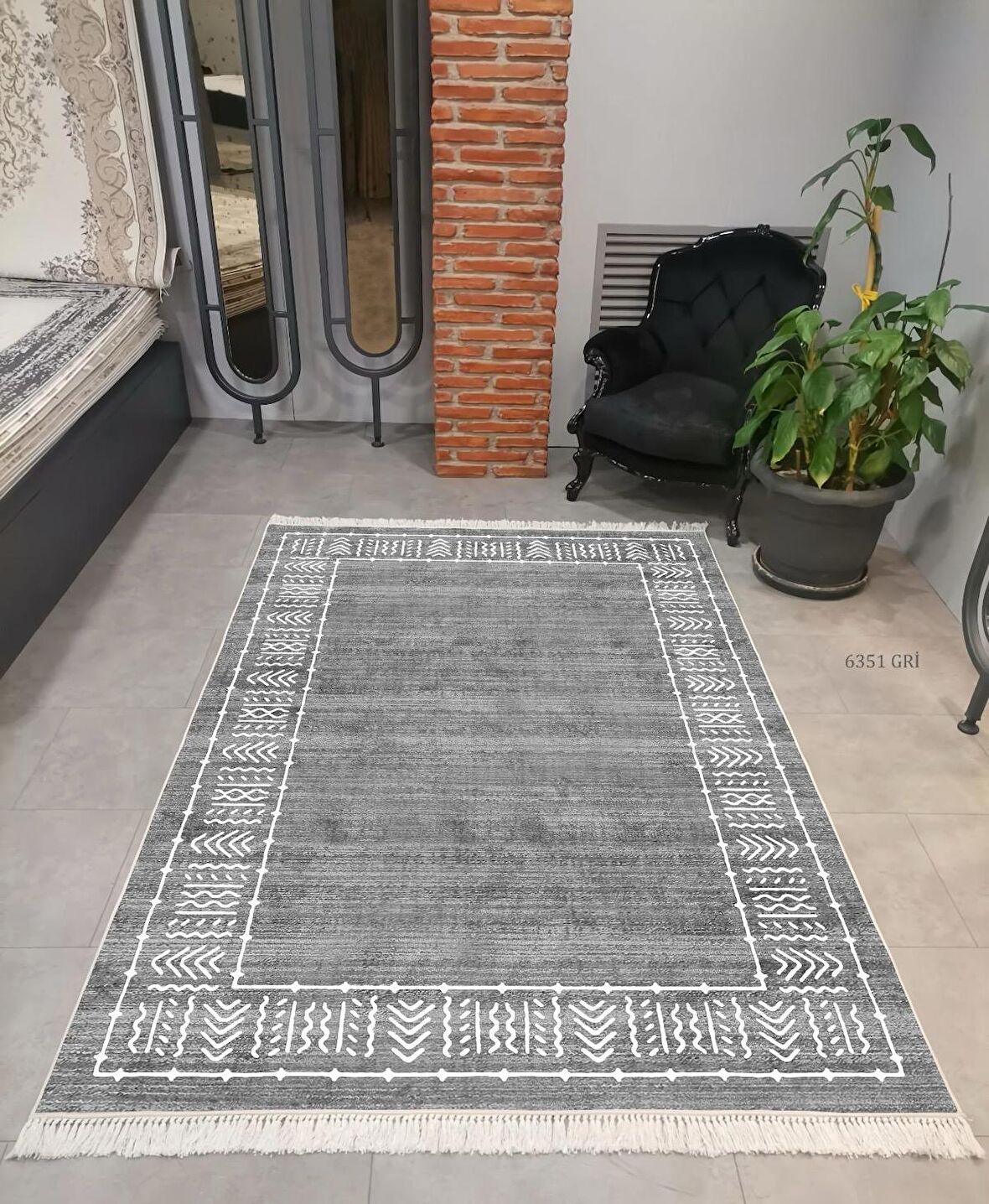 Hitit Kesme Yolluk Halısı 100x200 Lidya Lüx 6351 Gri